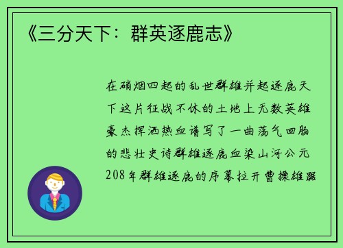 《三分天下：群英逐鹿志》
